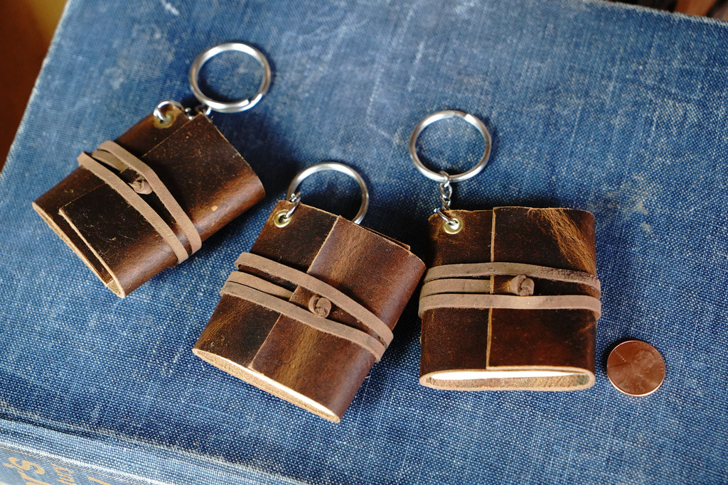 Mini Leather Journal Keychains - Set of 3