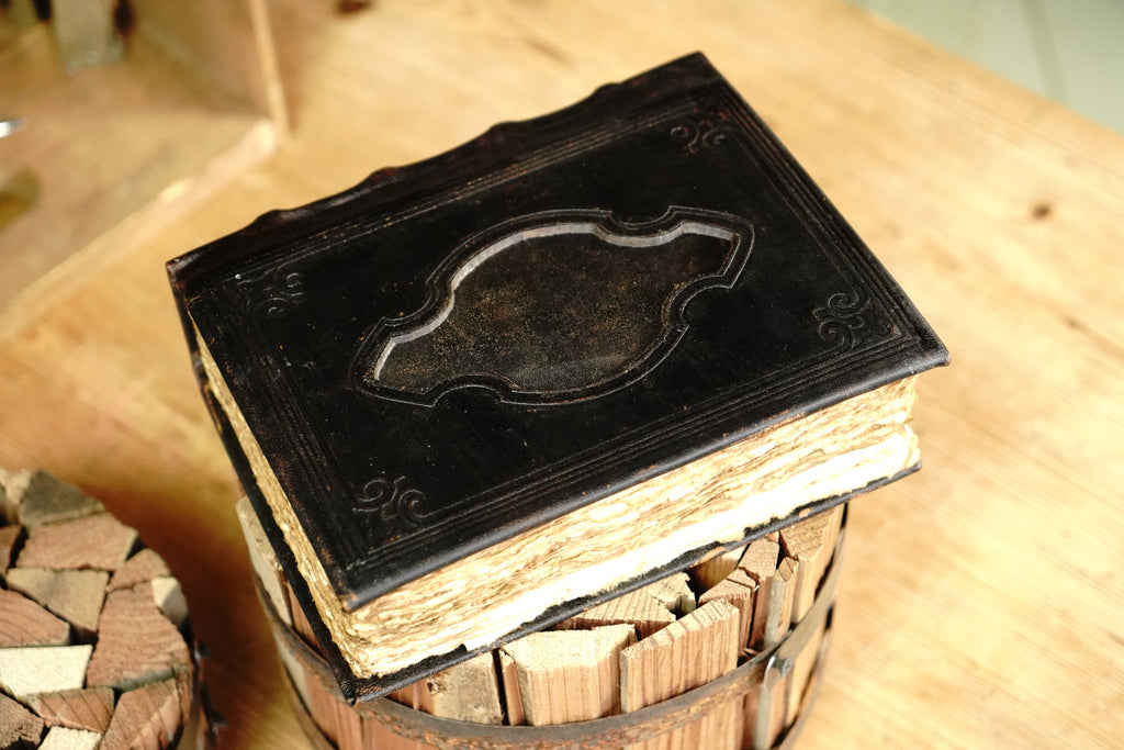 Hardback Leather Journal with Antique Deckle Edged Paper and Raised Cord Spine