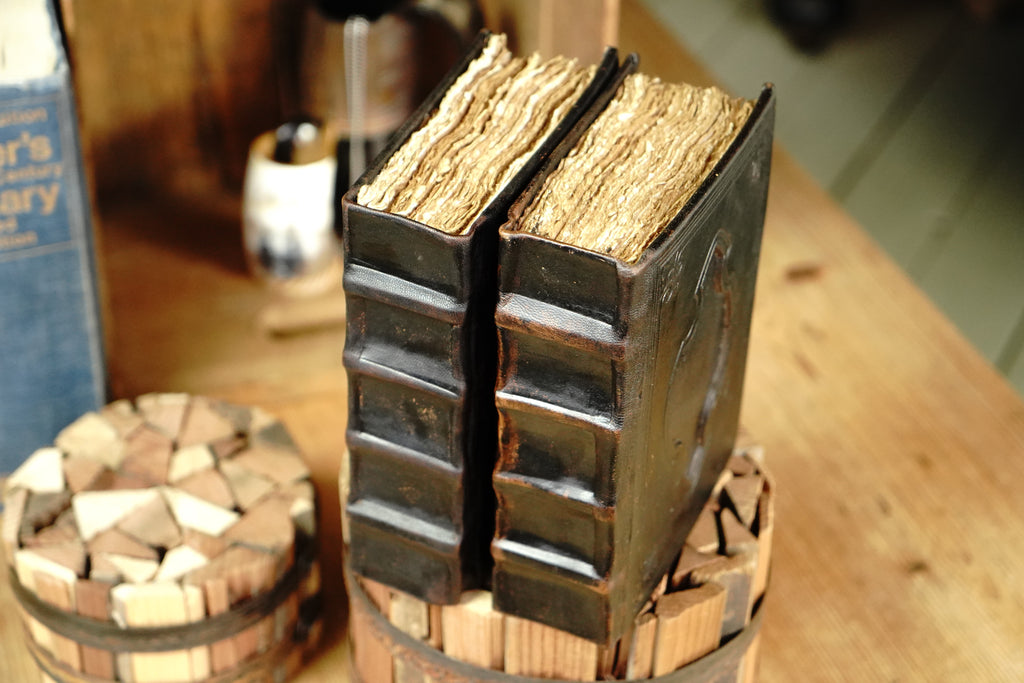 Hardback Leather Journal with Antique Deckle Edged Paper and Raised Cord Spine