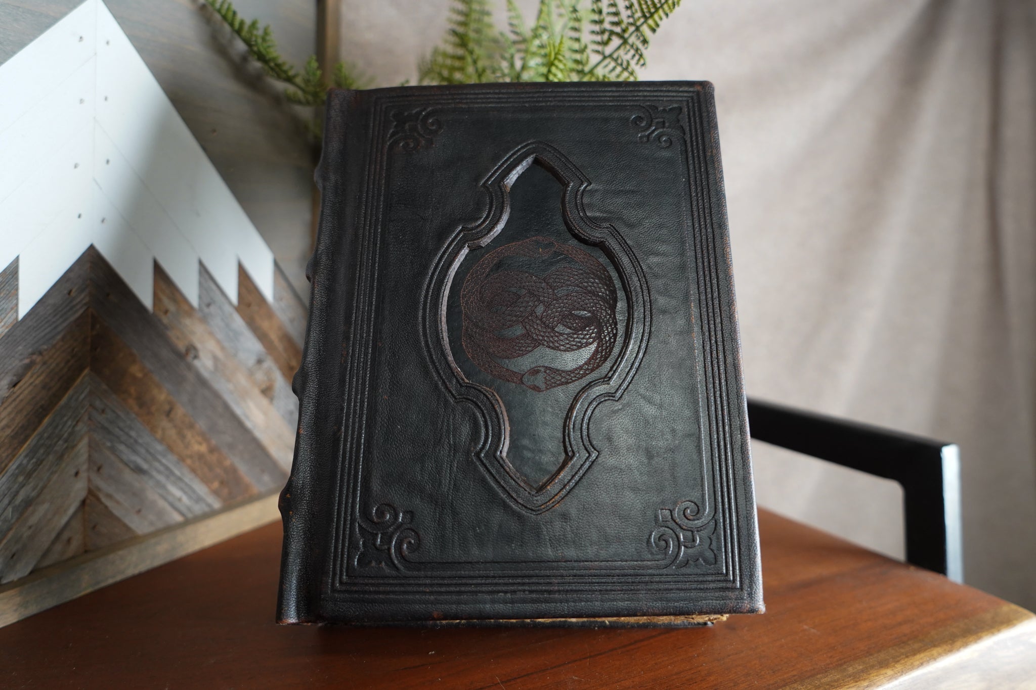 Hardback Leather Journal with Antique Deckle Edged Paper and Raised Cord Spine