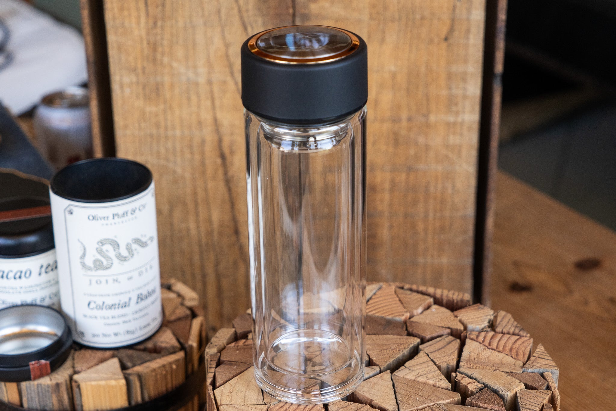Minimalistic Built-in Tea Infuser Glass Tumbler