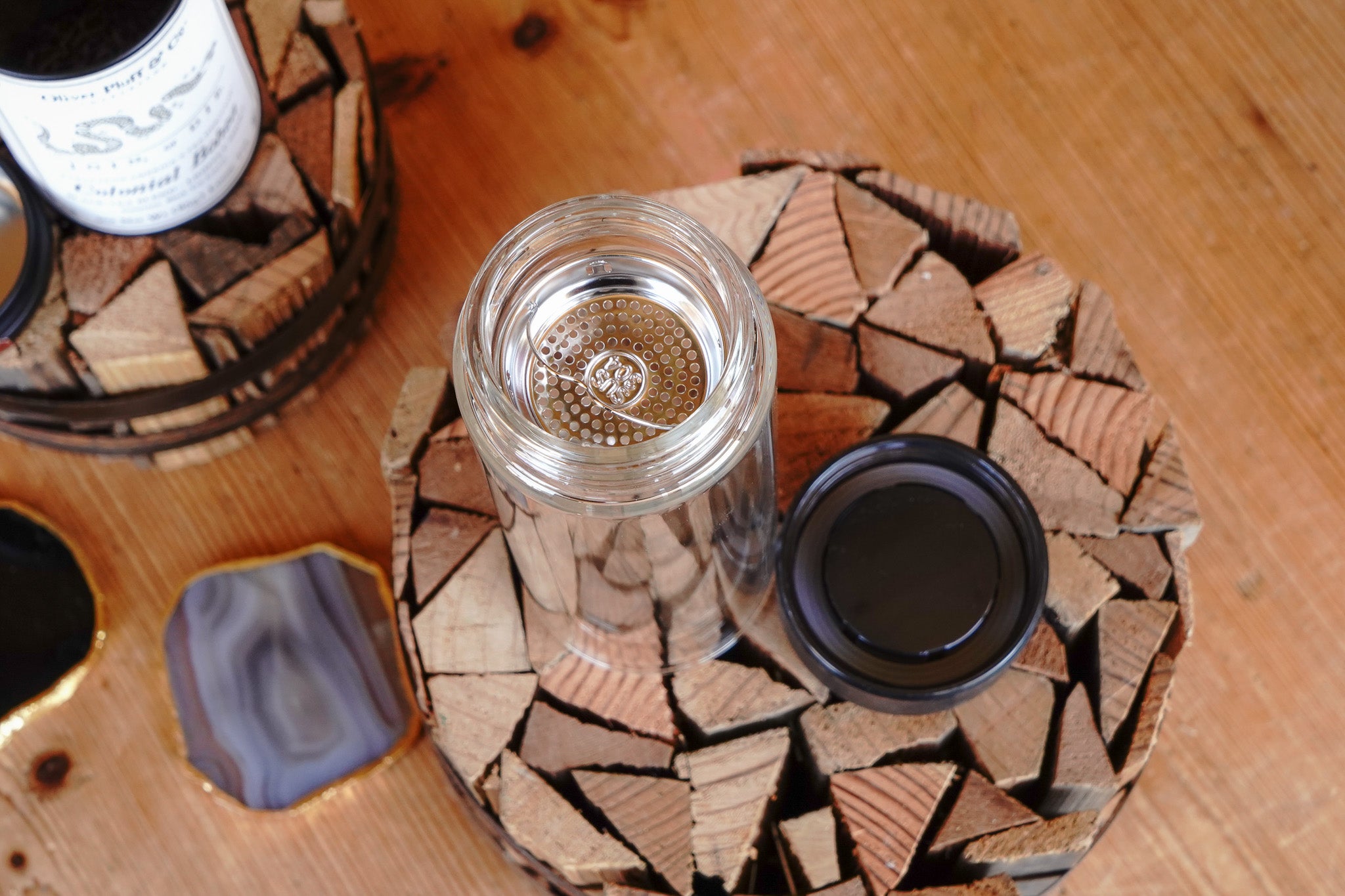 Minimalistic Built-in Tea Infuser Glass Tumbler