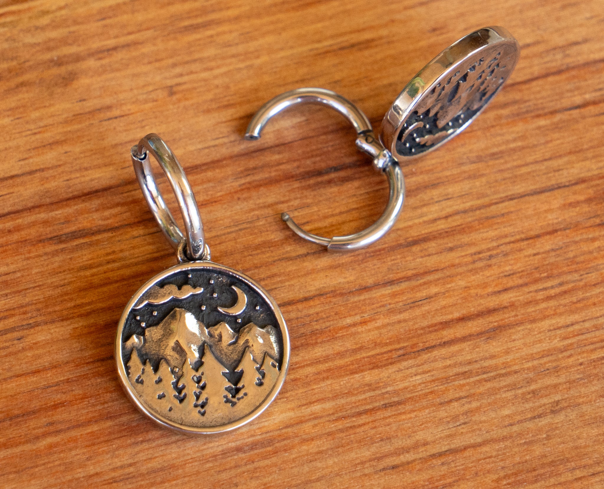 Vintage Inspired Stainless Steel Starry Mountain Drop Earrings