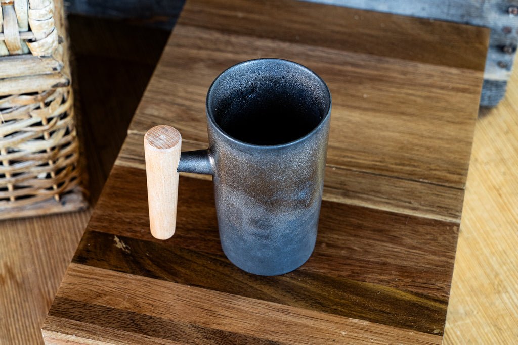 Industrial-Chic Mug with Wooden Handle