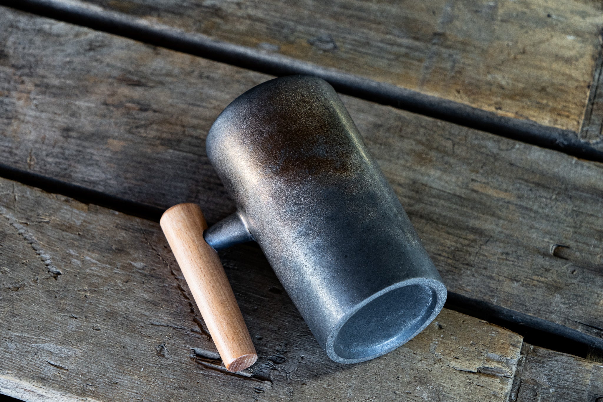 Industrial-Chic Mug with Wooden Handle