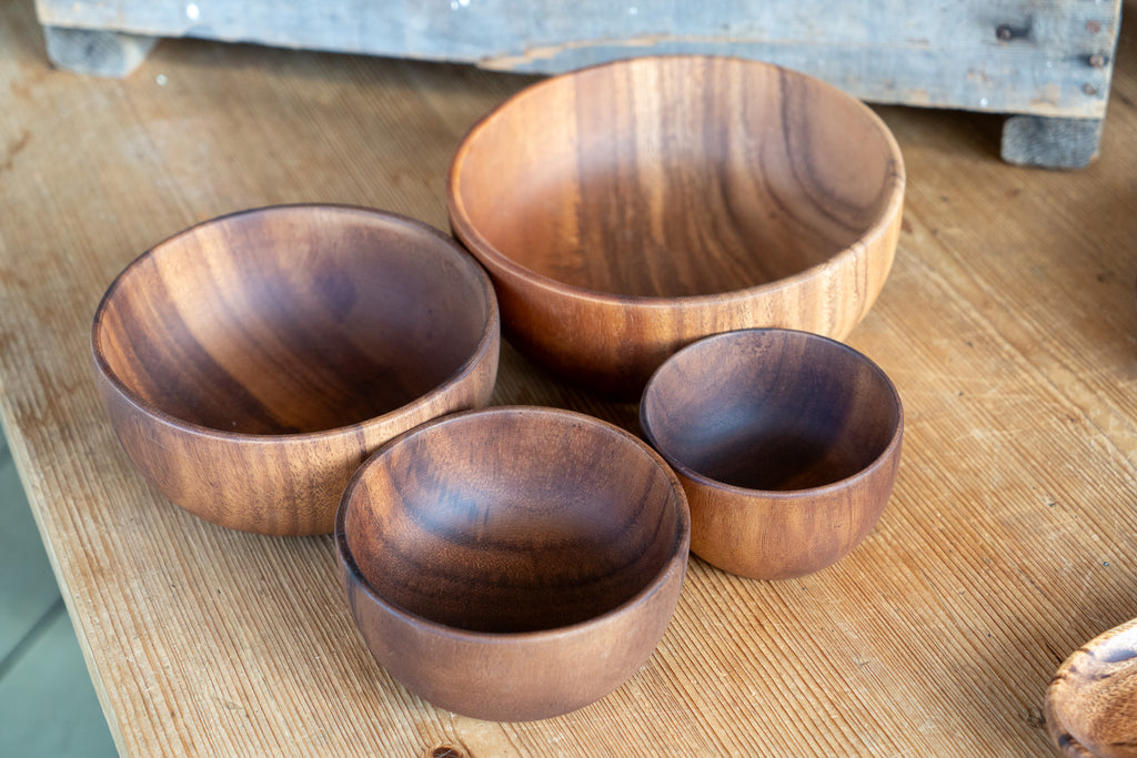 Rustic Acacia Wood Bowl Set