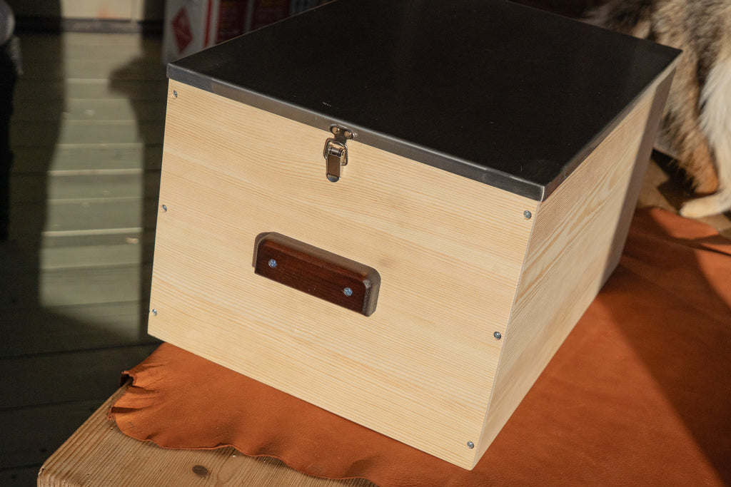 Heavy Duty Wood Storage Bankers Box with Latching Stainless Steel Lid