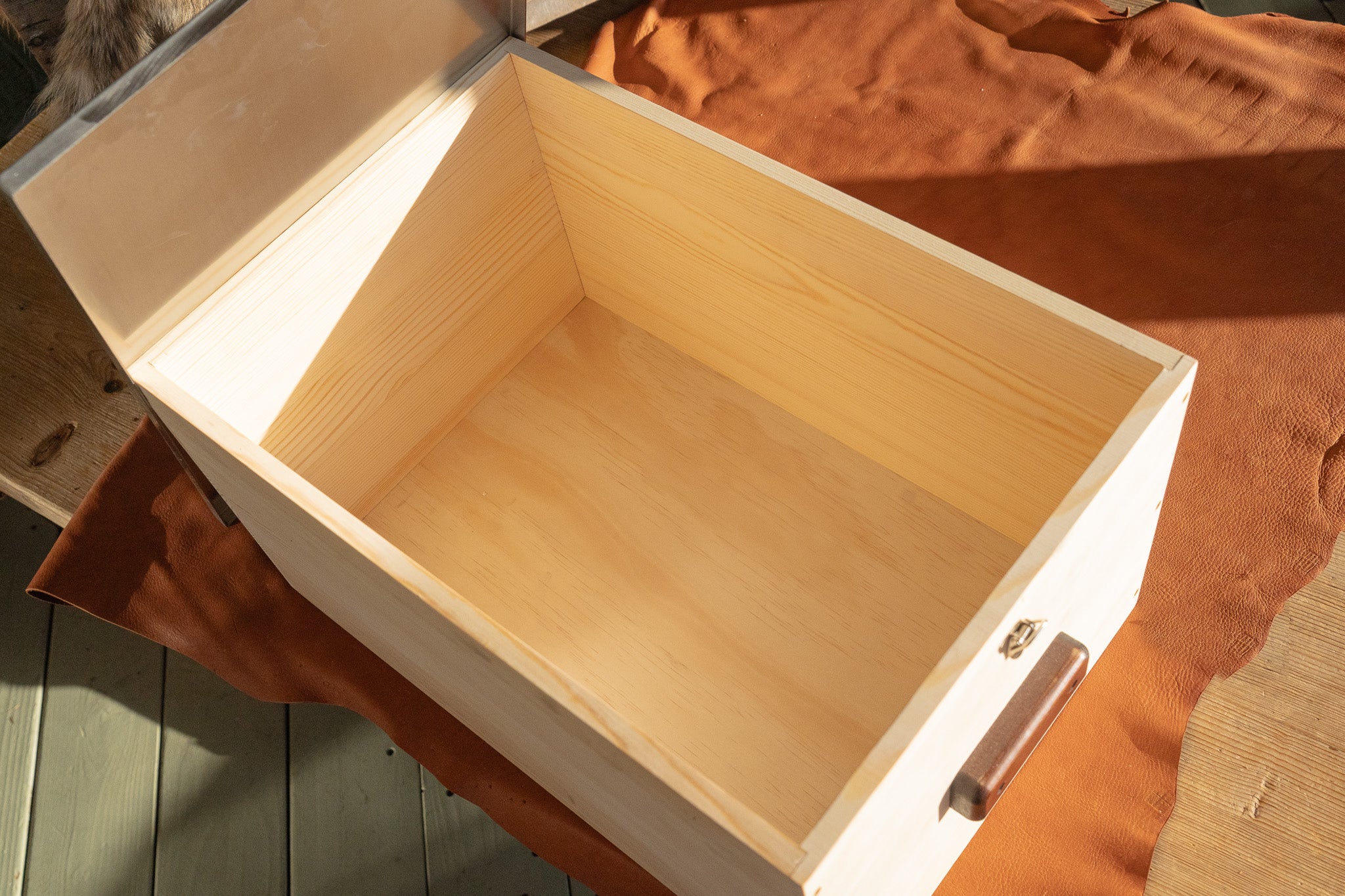 Heavy Duty Wood Storage Bankers Box with Latching Stainless Steel Lid