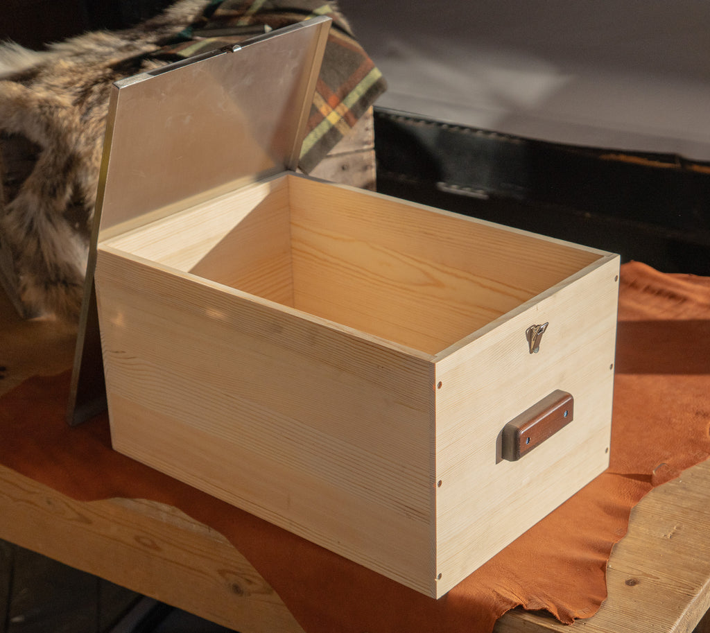 Heavy Duty Wood Storage Bankers Box with Latching Stainless Steel Lid