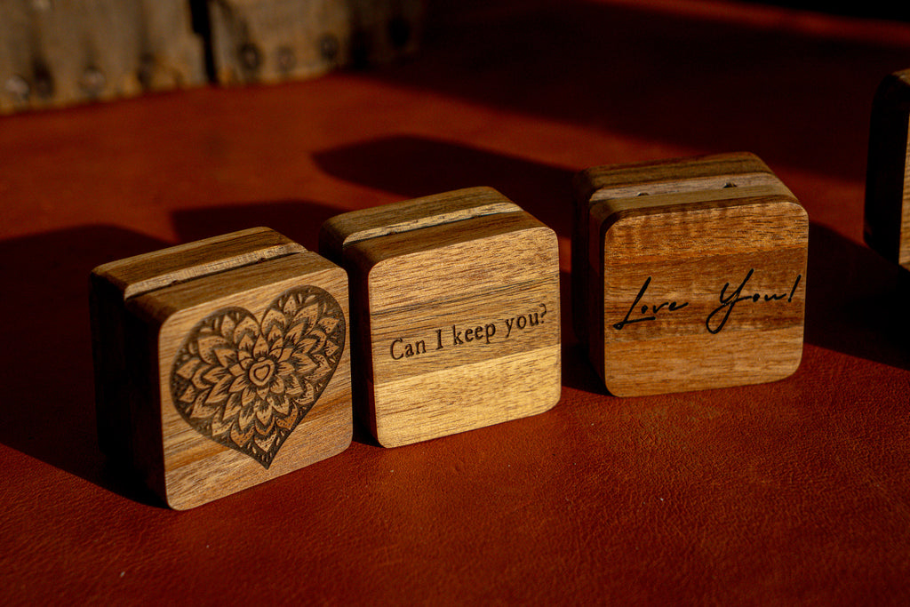 Unique Handmade Wooden Engagement Ring Box | Custom Engraving Available