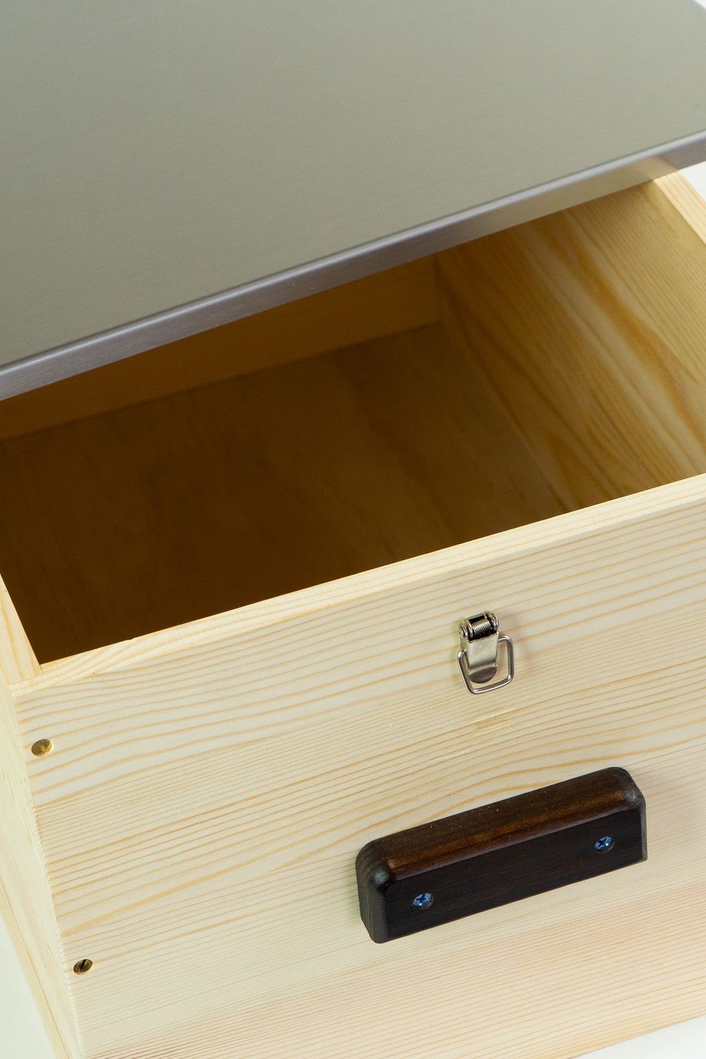 Heavy Duty Wood Storage Bankers Box with Latching Stainless Steel Lid
