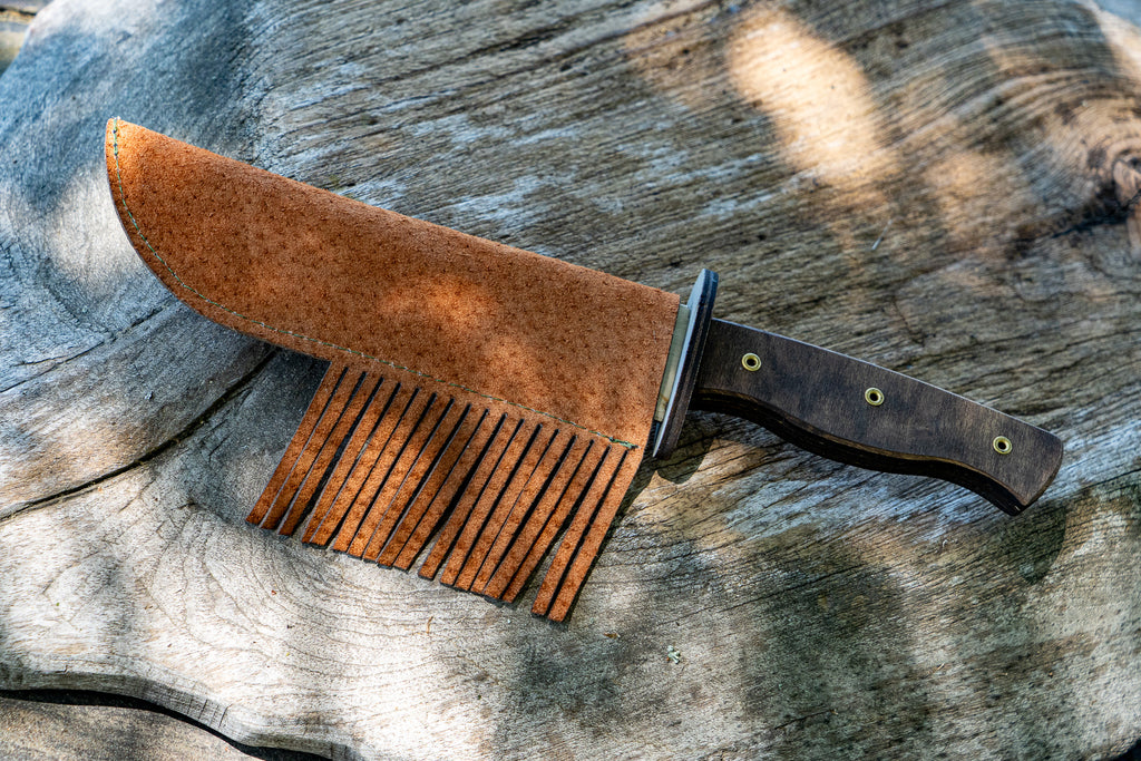 Play Wooden Bowie Knife with Leather Sheath