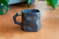 Rustic Modern Dark Ceramic Mug with Rope Wrapped Handle