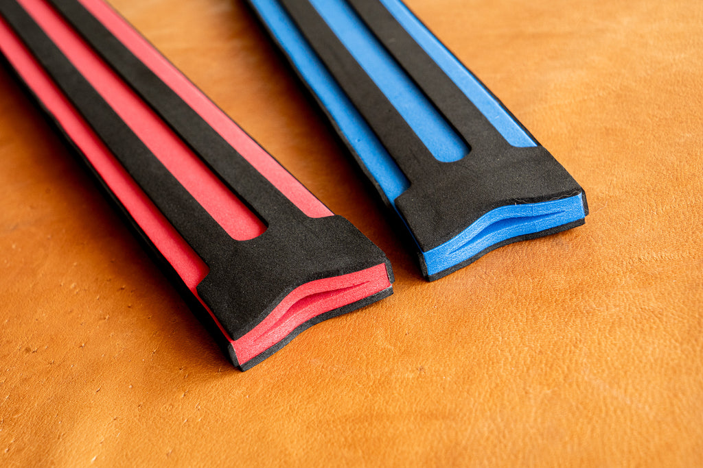 Wood Toy Sword with Padded EVA Foam Cover and Wooden Sheath - Red Blue or Grey