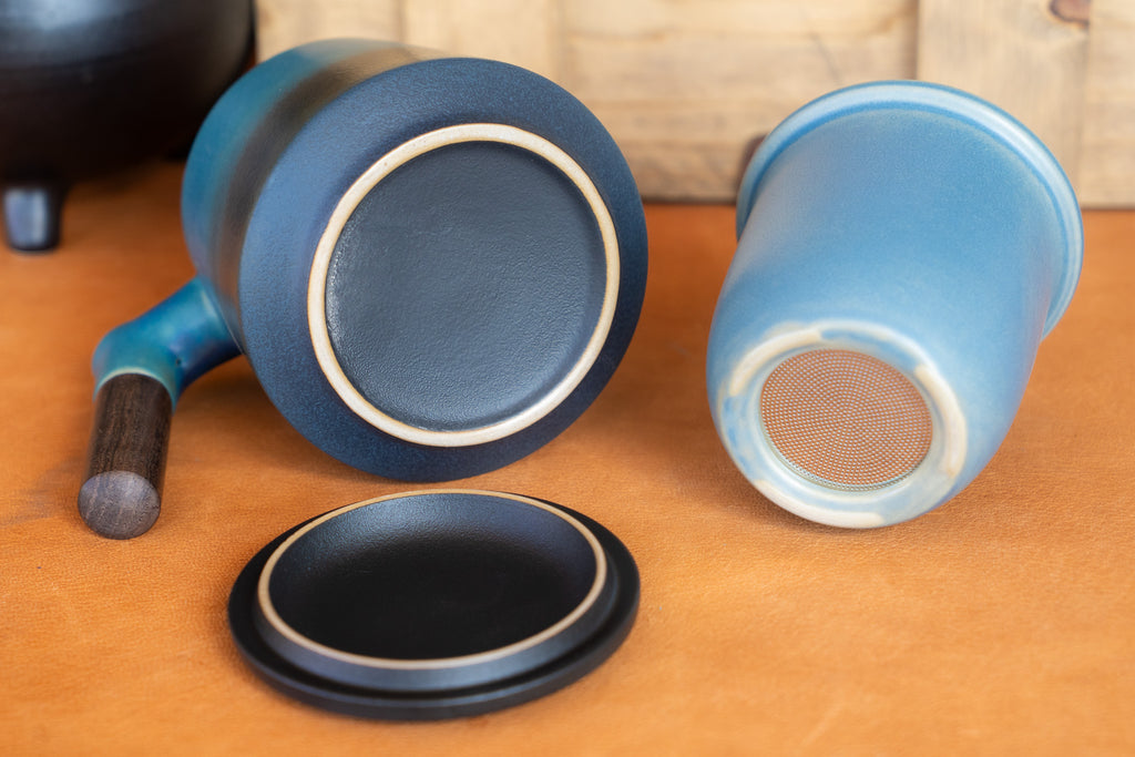 Japanese Style Blue Ceramic Tea Steeping Mug