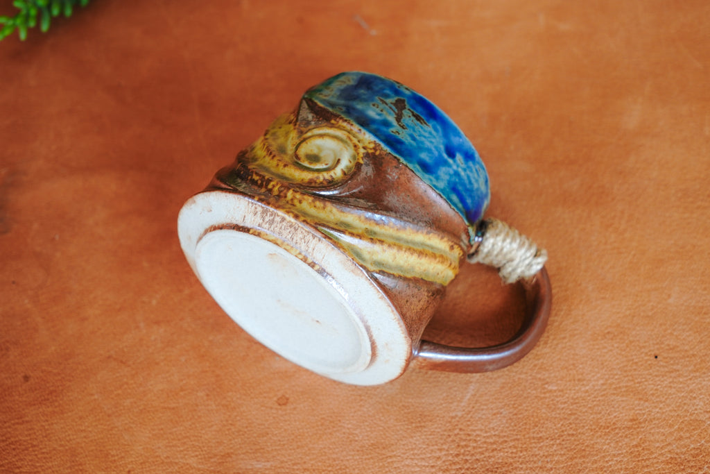 Coastal Rustic Wave Mug with Rope Wrapped Handle