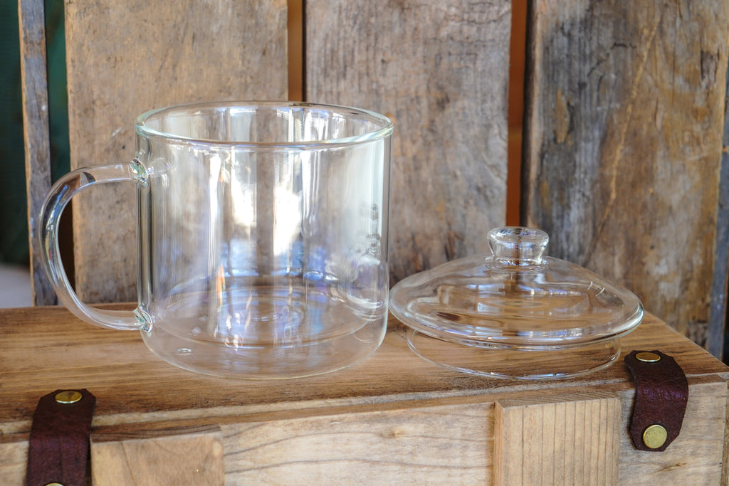 Double Walled Glass Mug with Lid