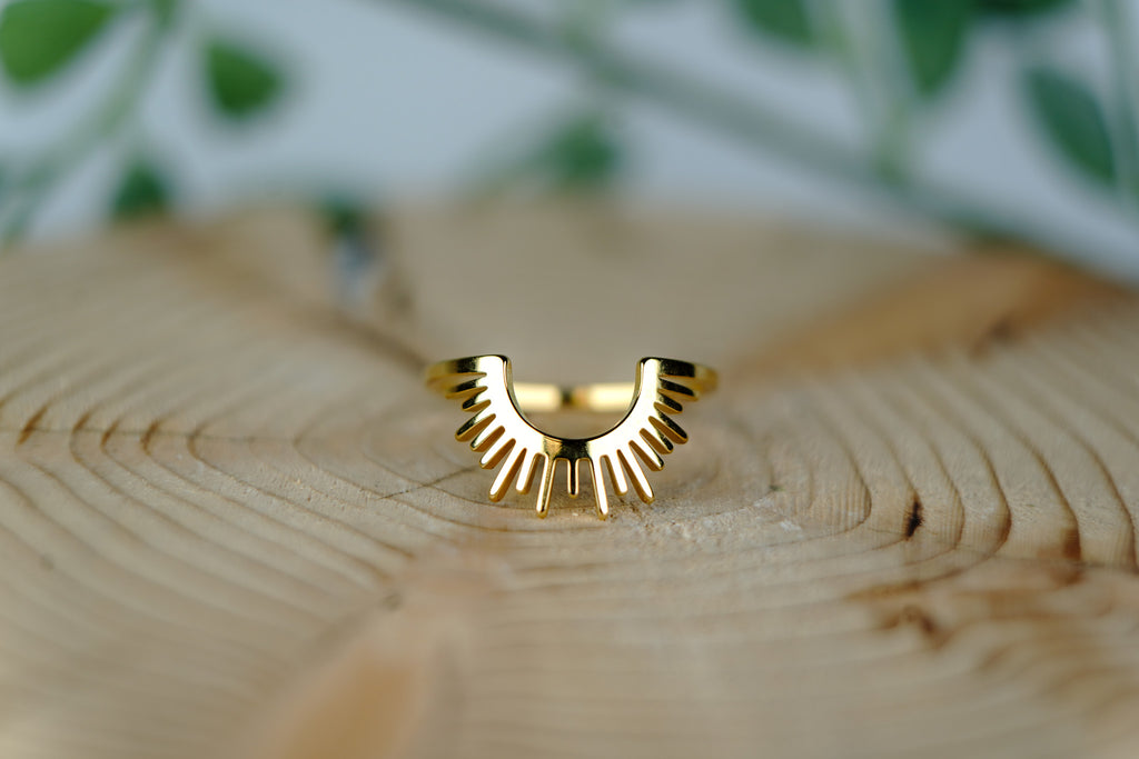 Nature Inspired Sunburst Gold Ring