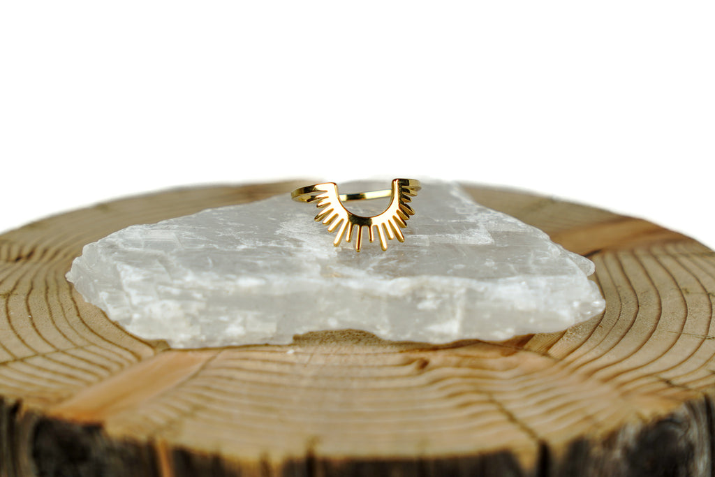 Nature Inspired Sunburst Gold Ring