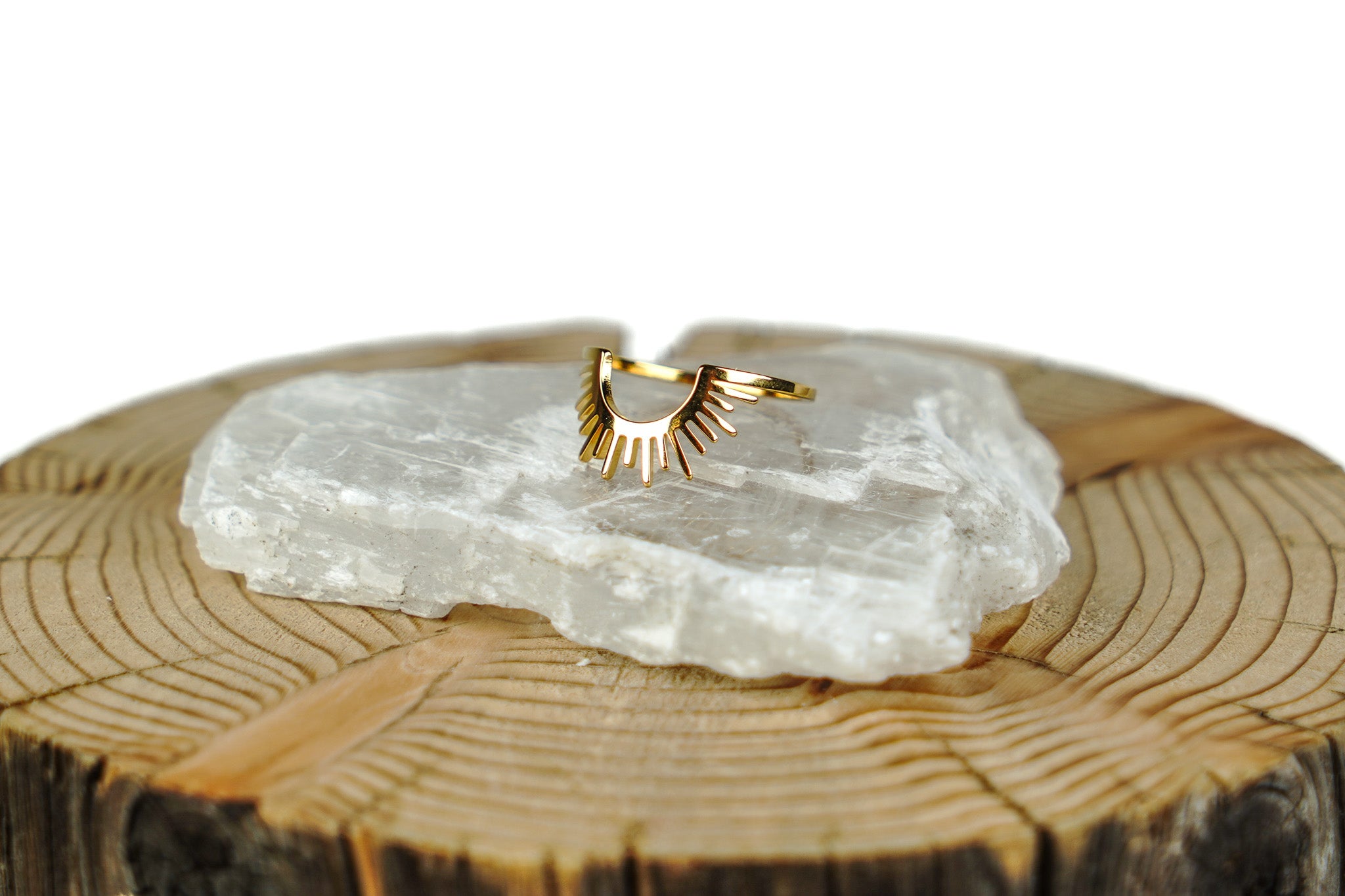 Nature Inspired Sunburst Gold Ring