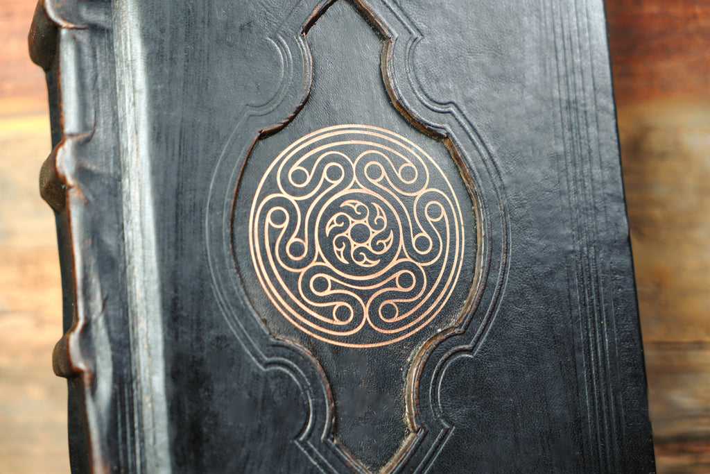 Hardback Leather Journal with Antique Deckle Edged Paper and Raised Cord Spine