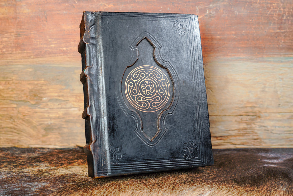 Hardback Leather Journal with Antique Deckle Edged Paper and Raised Cord Spine