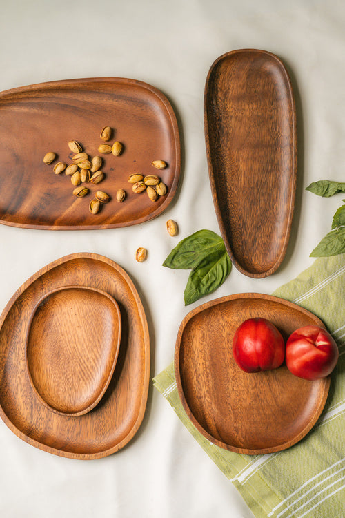 Acacia Serving Plate Set | Wooden Dinner Plates for Entertaining