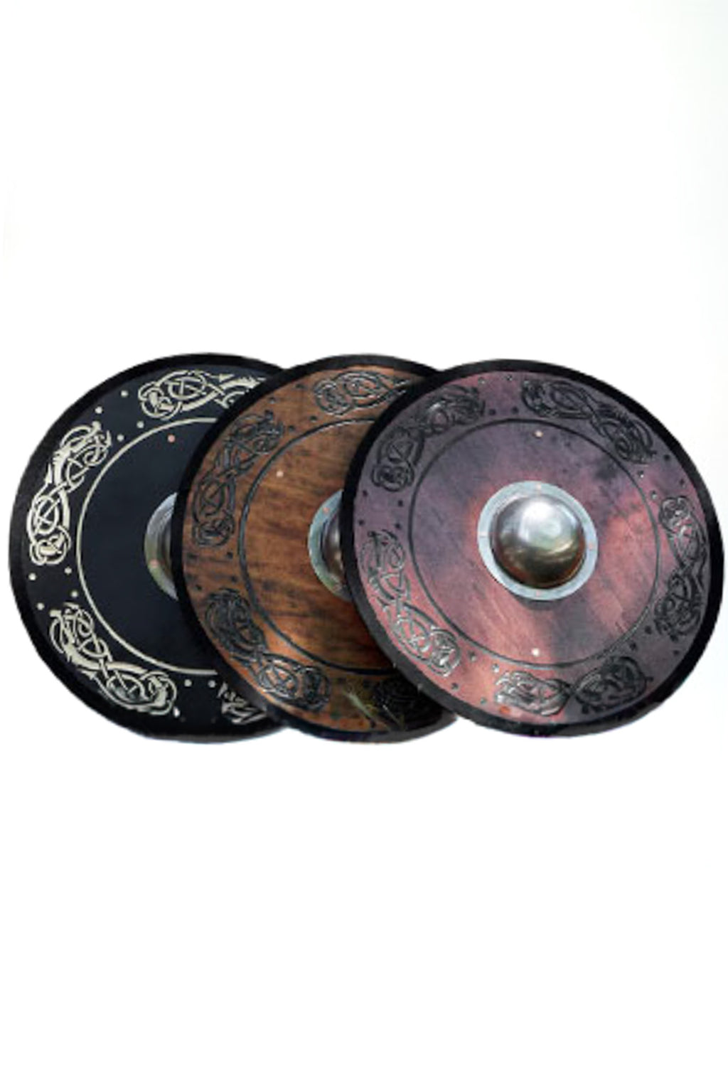 Stained Embossed Design Toy Viking Shield with Steel Boss