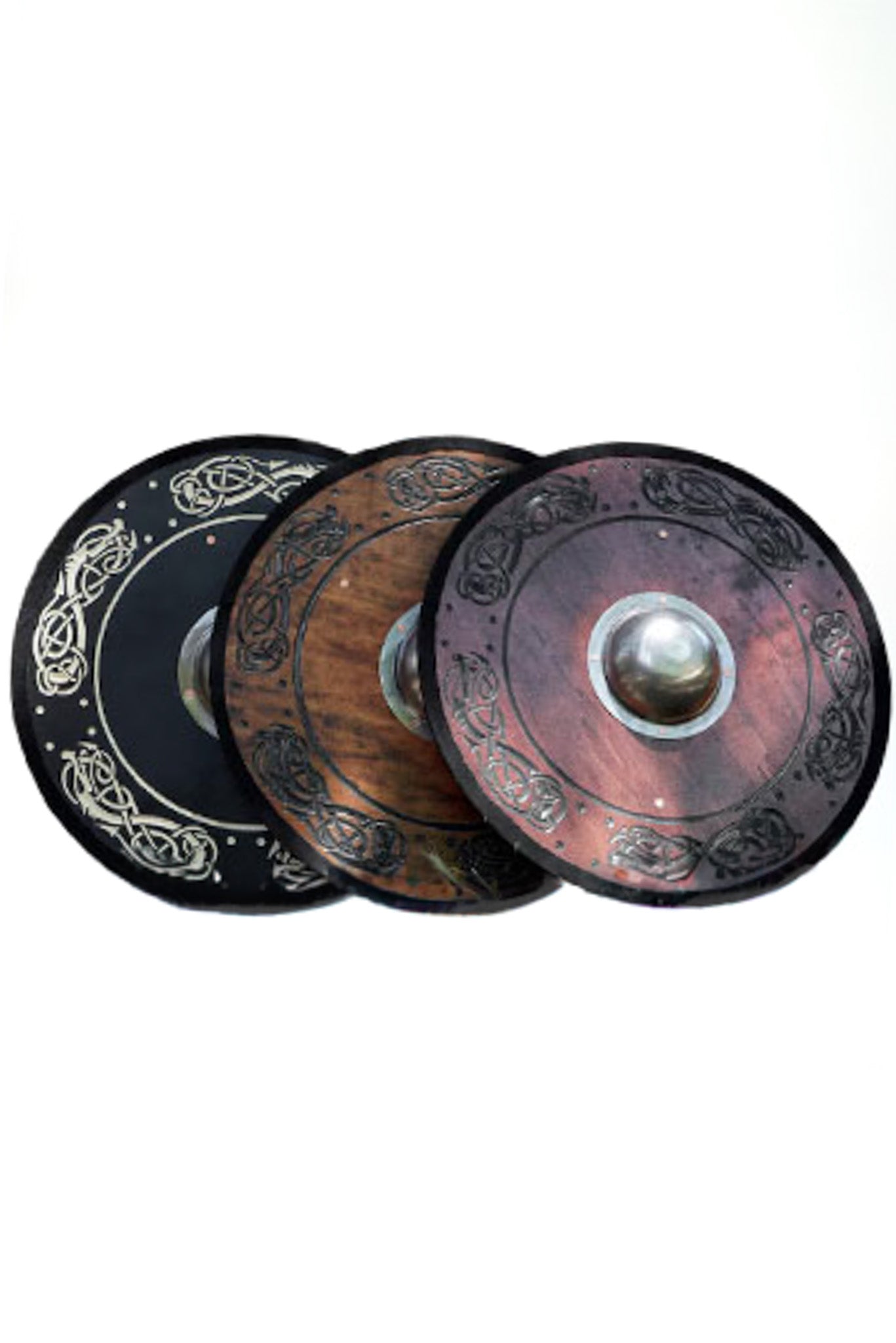 Stained Embossed Design Toy Viking Shield with Steel Boss