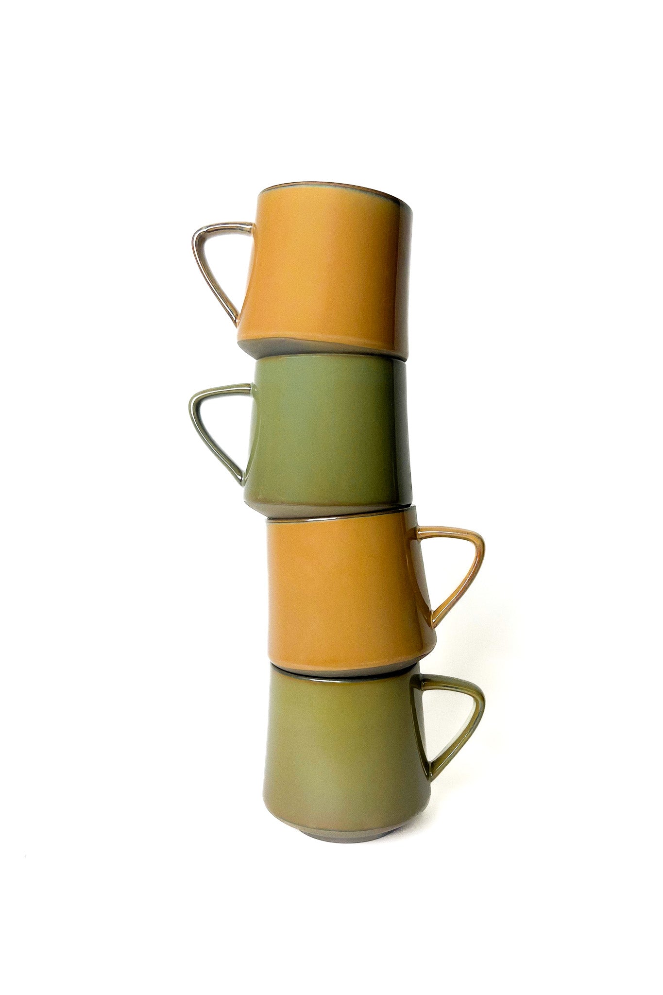Tan and Olive Colored Dip Glazed Ceramic Mug