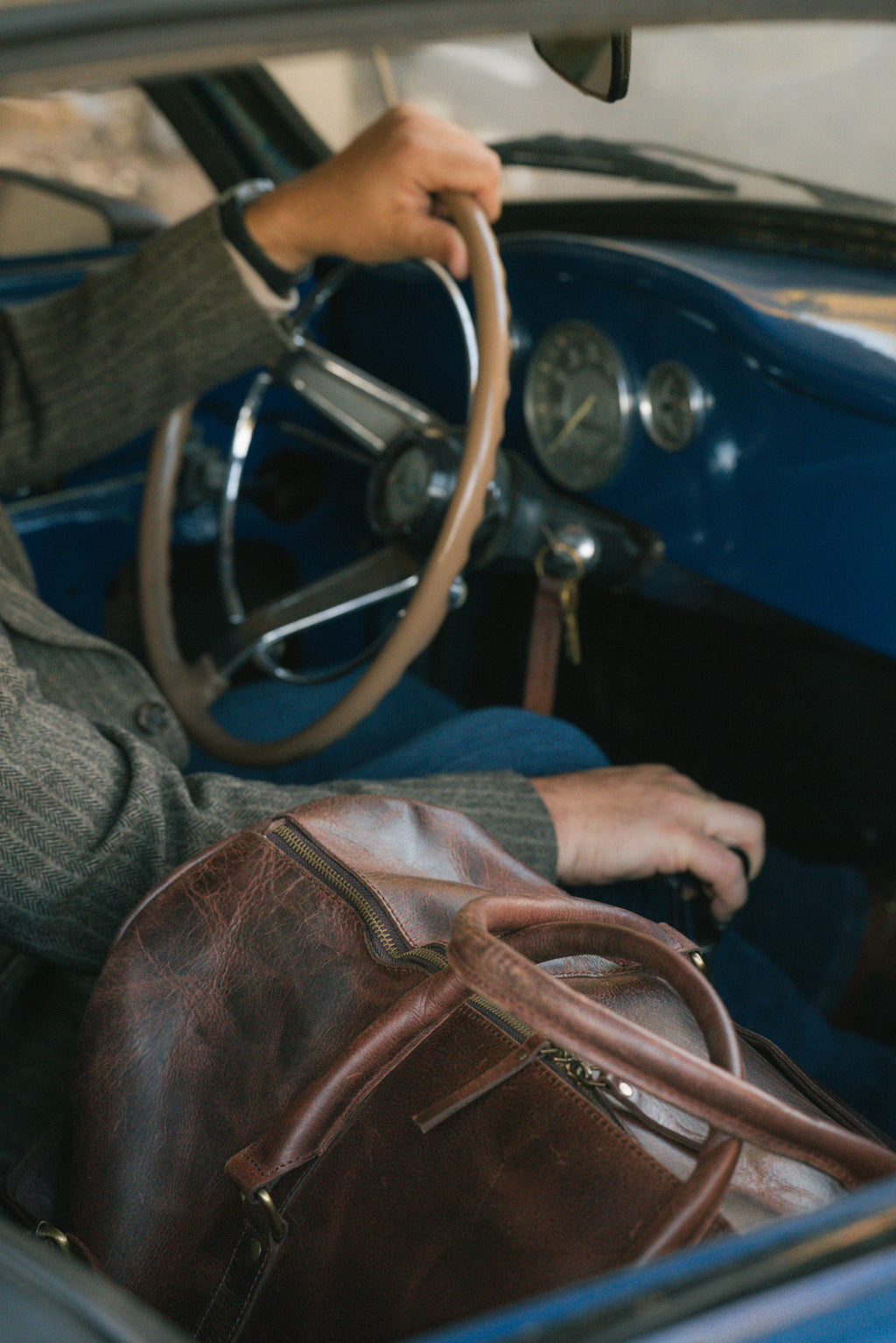 Leather Weekender Duffle Bag