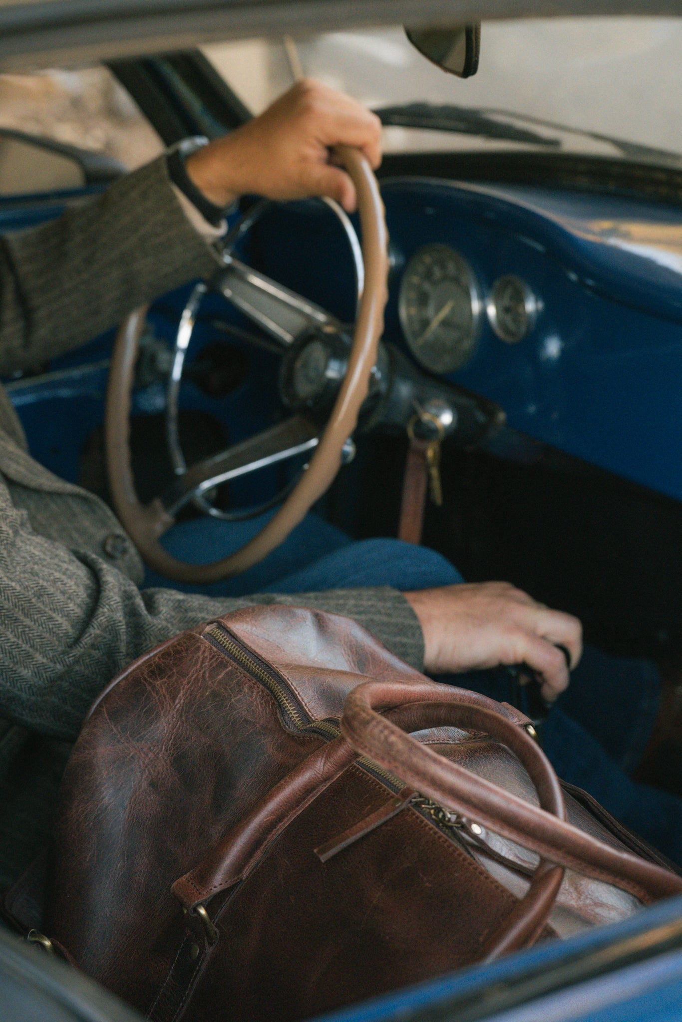 Leather Weekender Duffle Bag