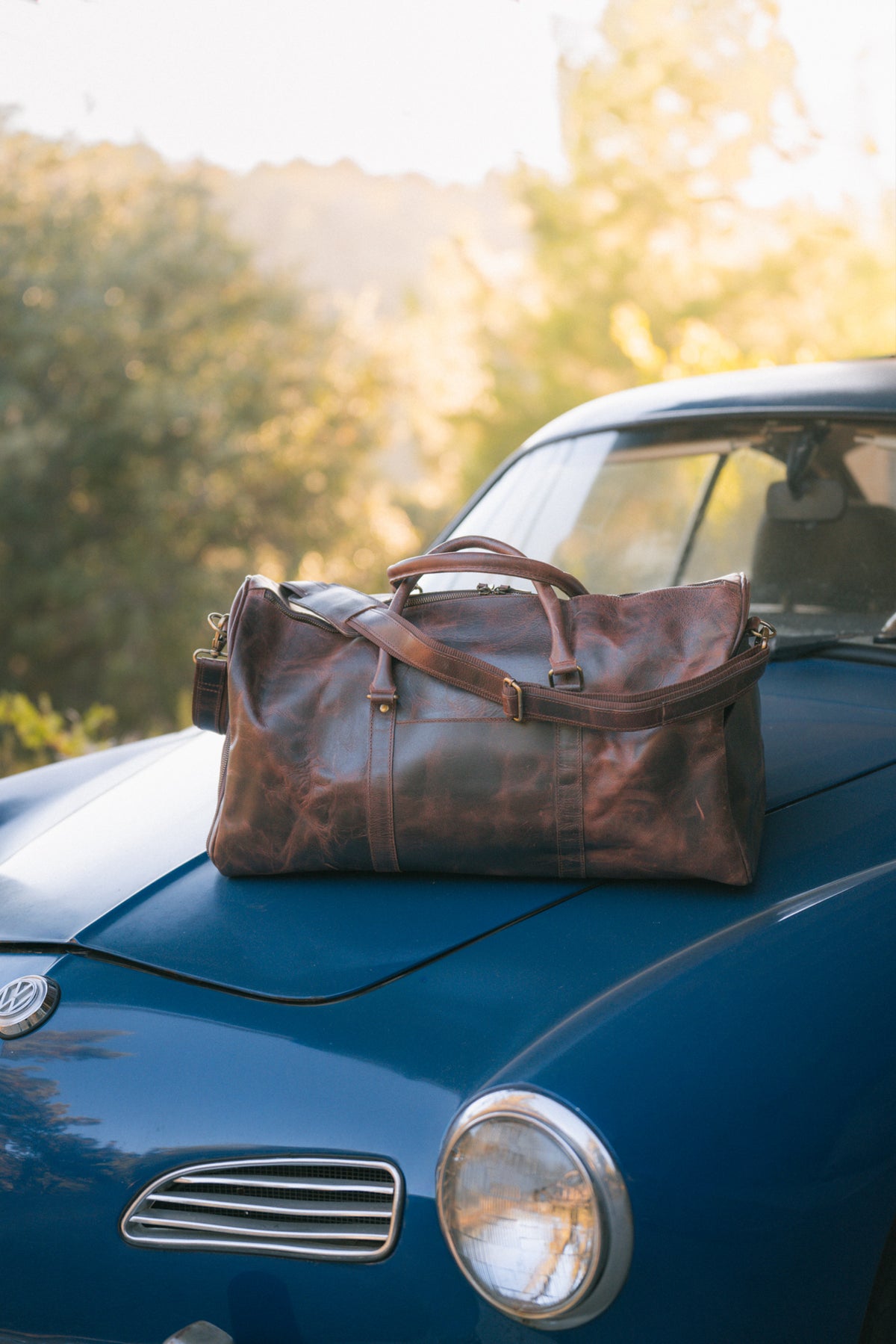 Leather Weekender Duffle Bag