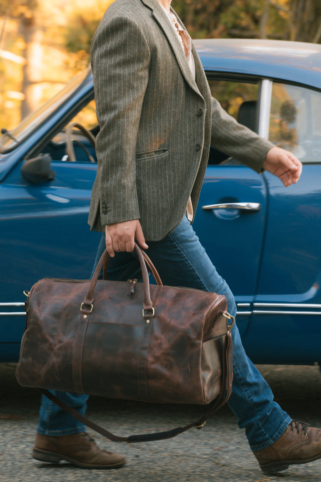 Leather Weekender Duffle Bag