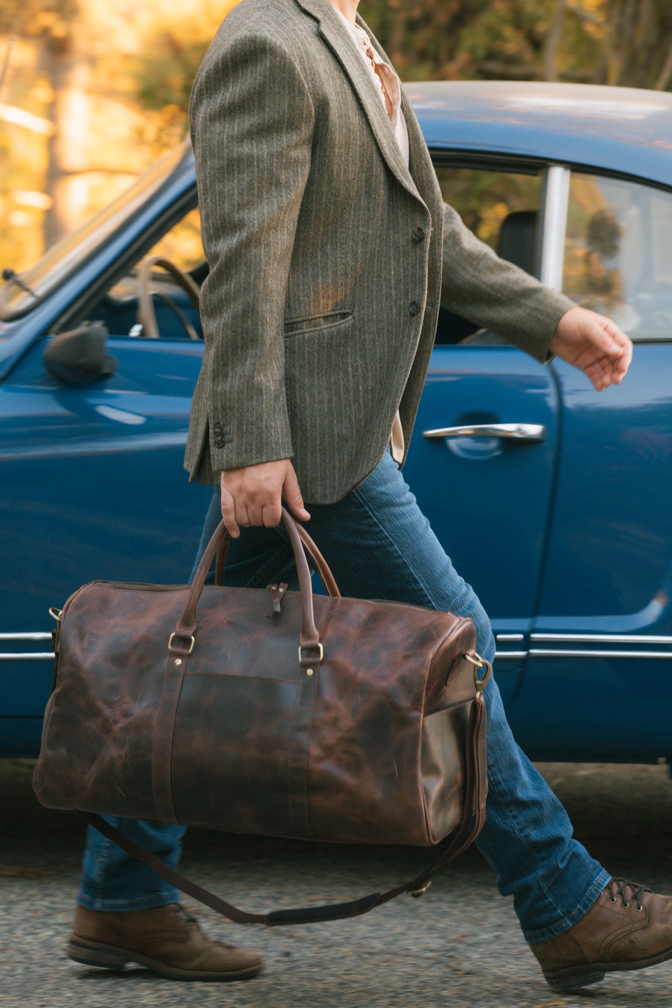 Leather Weekender Duffle Bag
