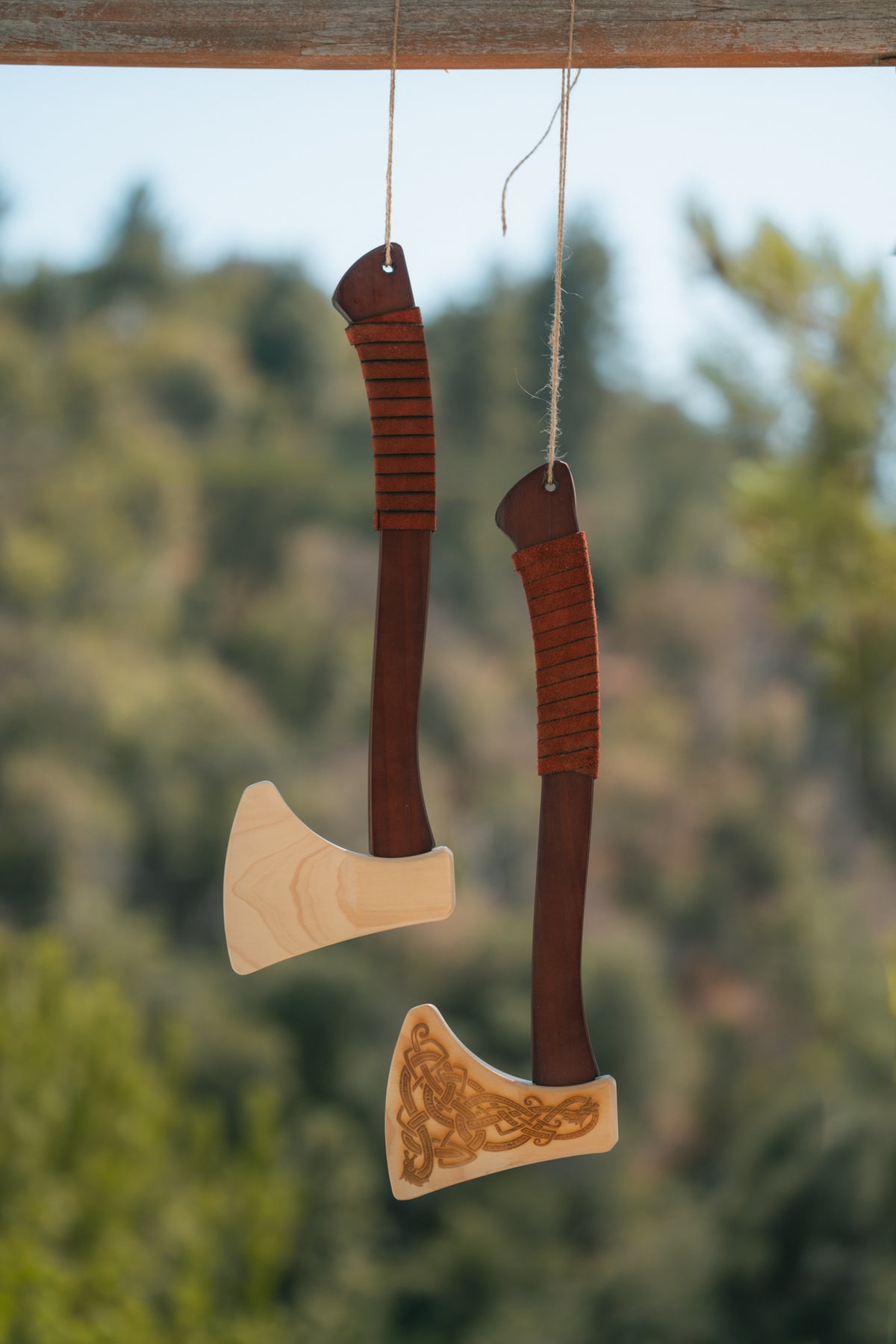 Wooden Play Axe with Norse Motif