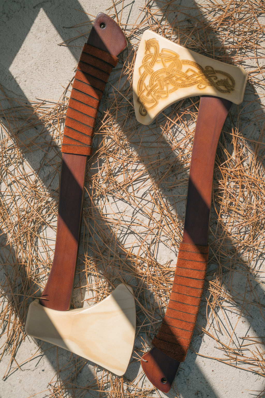 Wooden Play Axe with Norse Motif