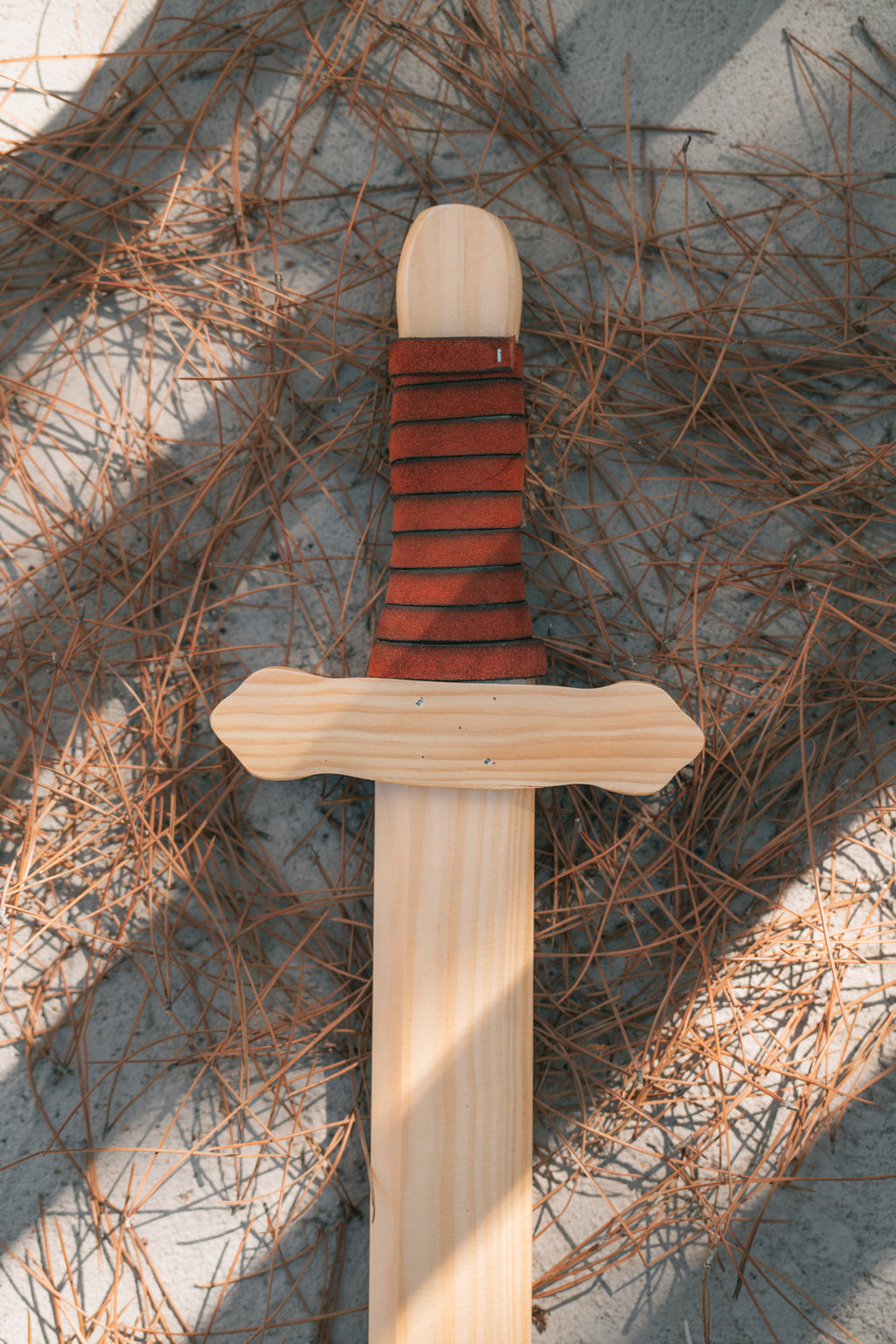 Sturdy Wooden Sword with Leather Wrapped Handle