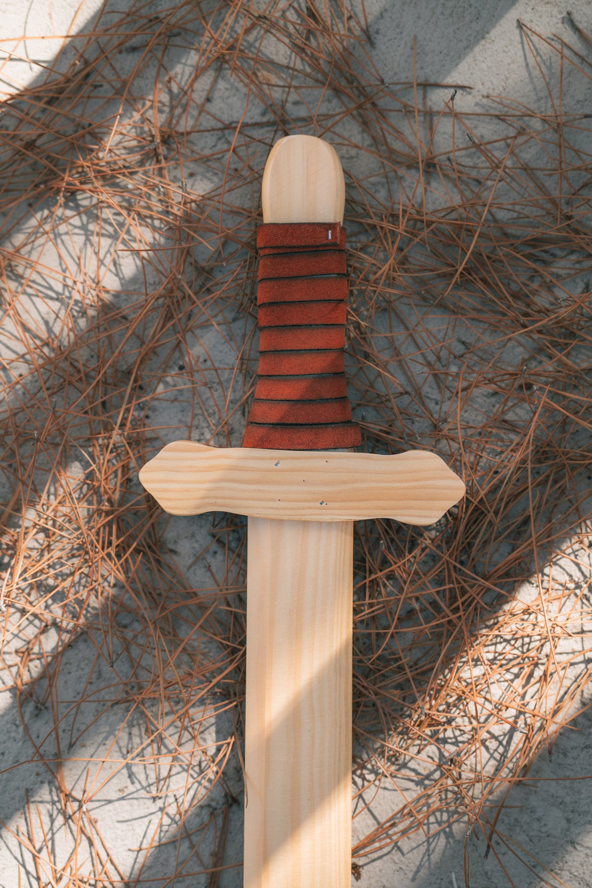 Sturdy Wooden Sword with Leather Wrapped Handle