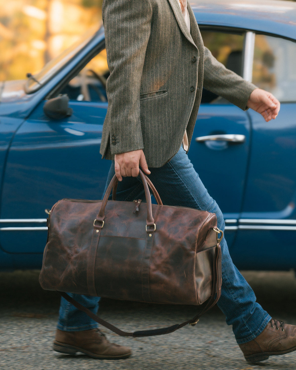 Leather Weekender Duffle Bag