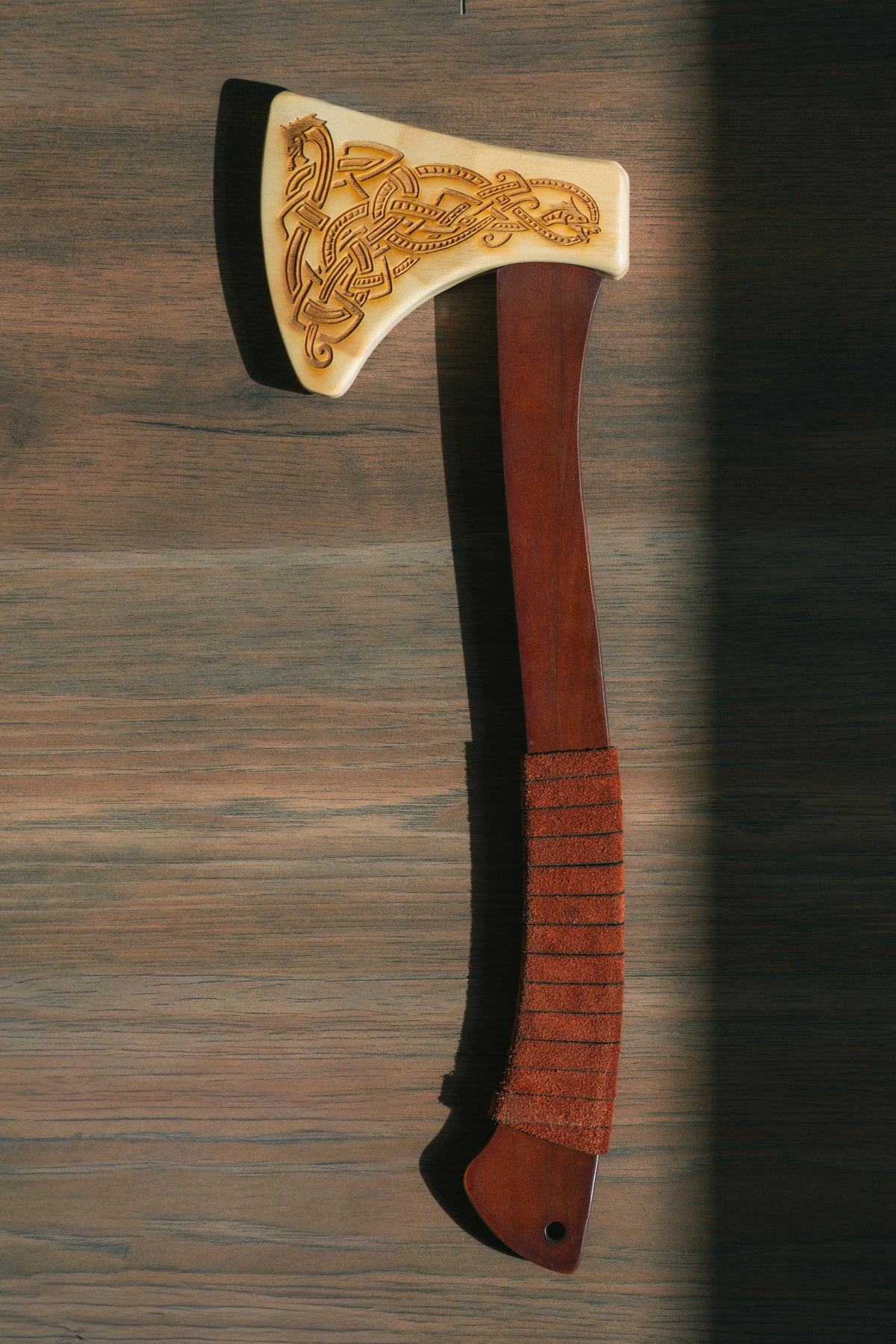 Wooden Play Axe with Norse Motif