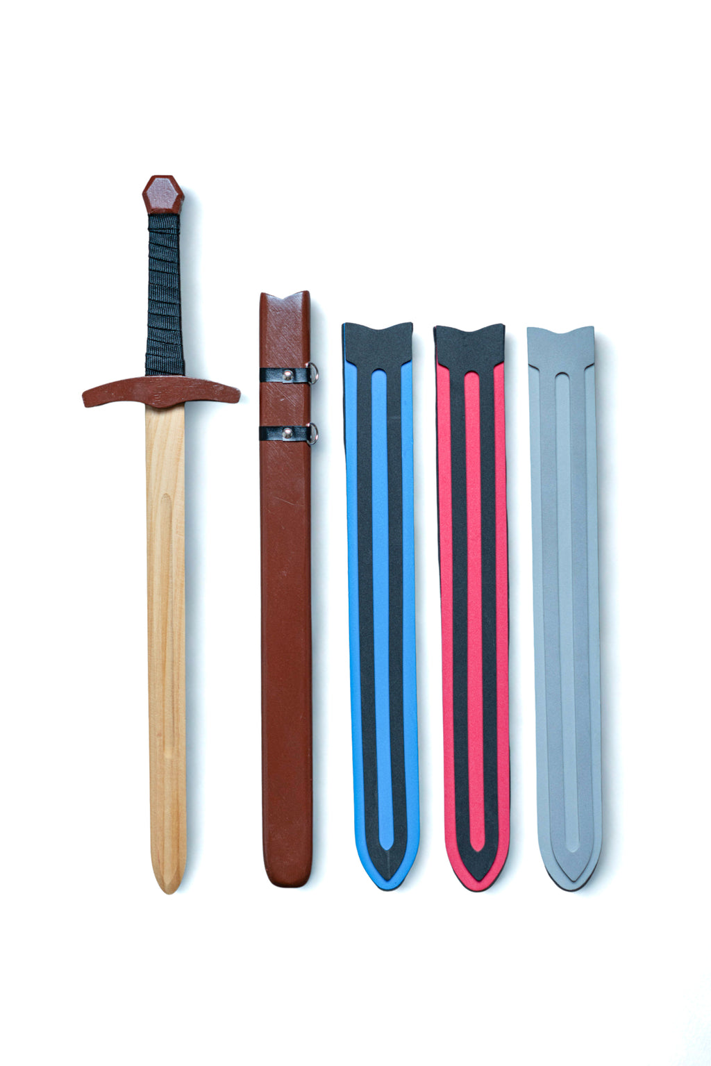 Play Wooden Bowie Knife with Real Leather Sheath