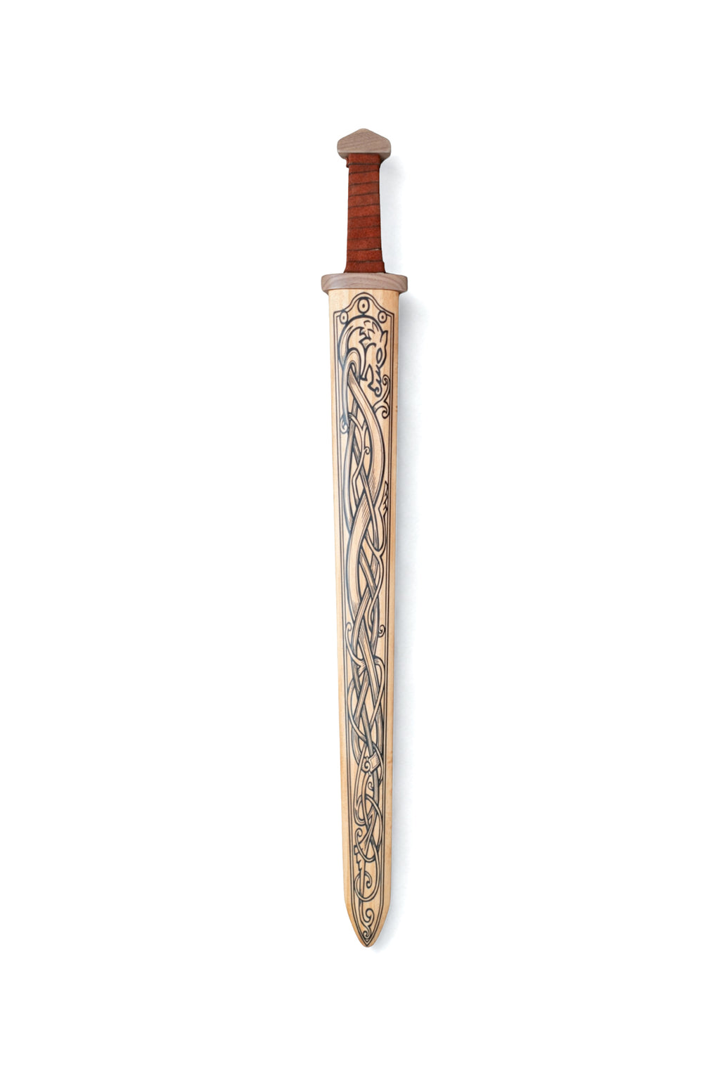 Large Wood Replica Viking Sword with Norse Motif
