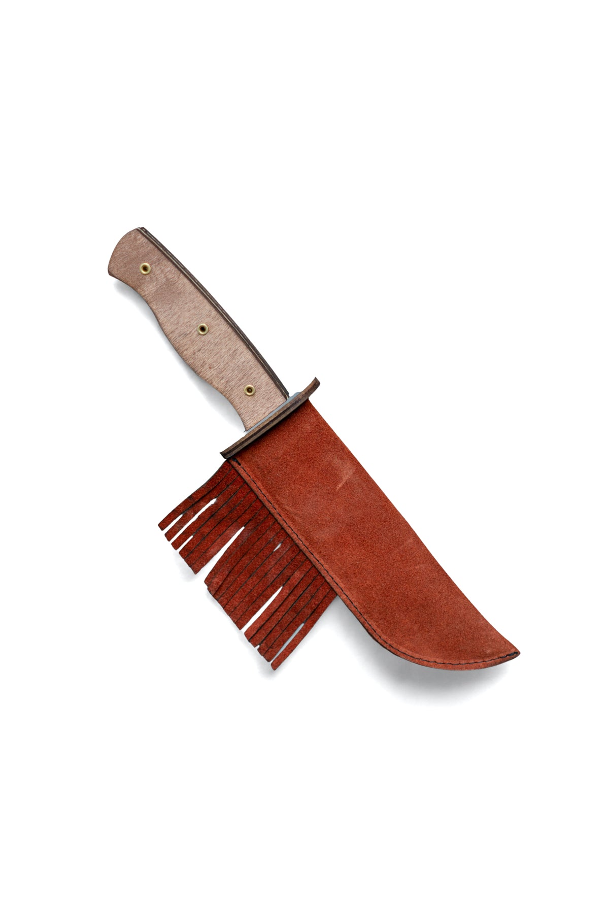 Play Wooden Bowie Knife with Real Leather Sheath