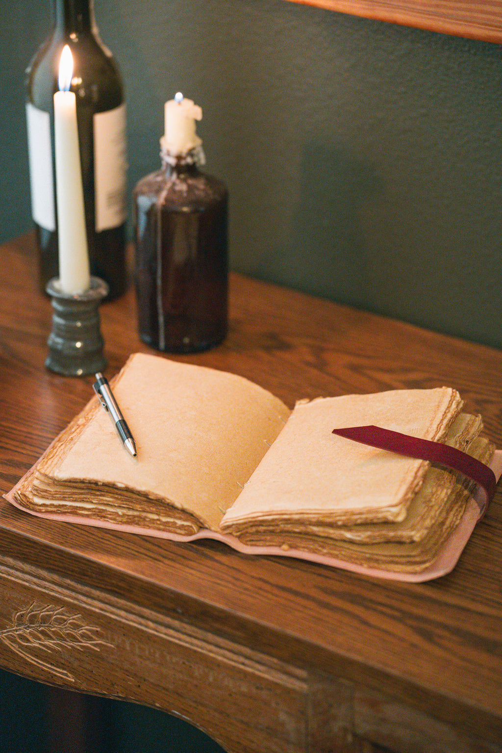 Deep Red Leather Writing Journal | Antique Paper Diary