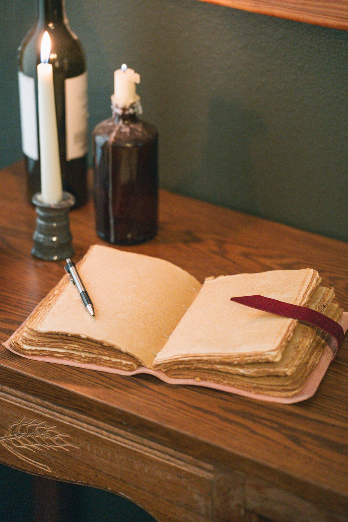 Deep Red Leather Writing Journal | Antique Paper Diary