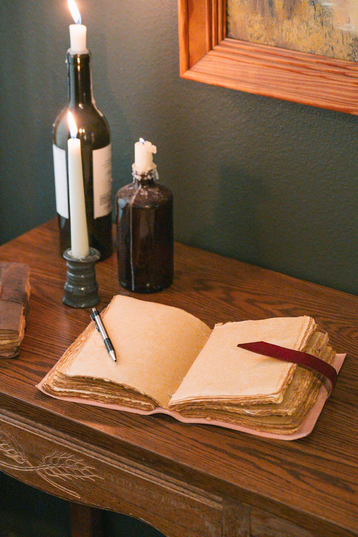 Deep Red Leather Writing Journal | Antique Paper Diary