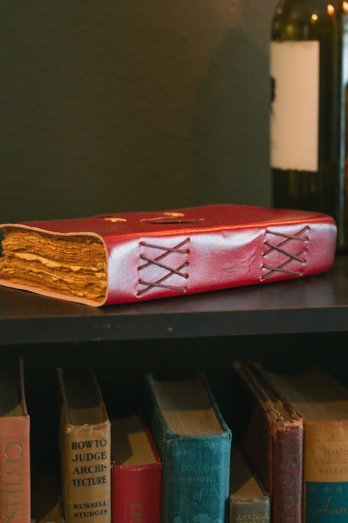 Deep Red Leather Writing Journal | Antique Paper Diary