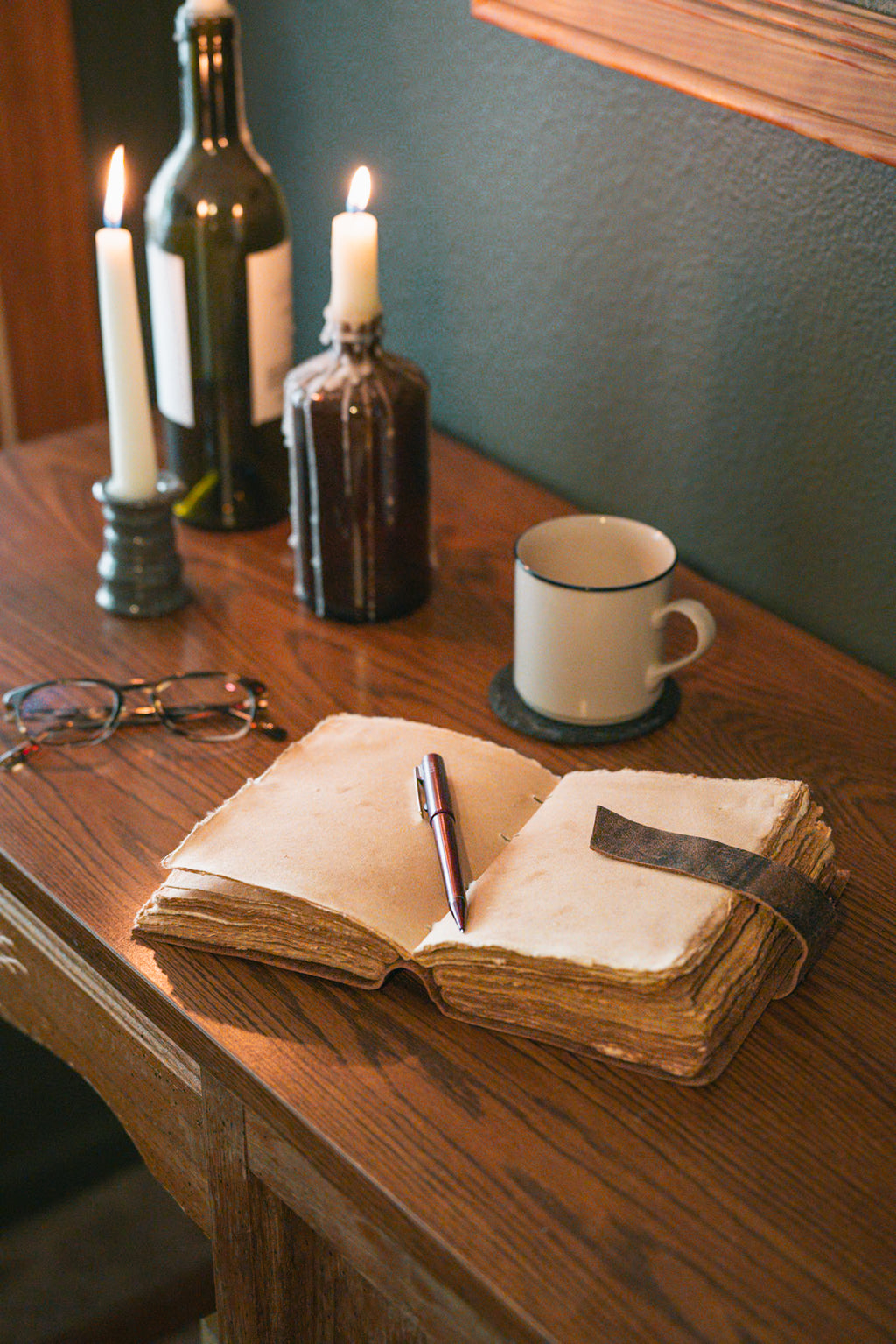 Leather Travel Journal | Rustic Antique Paper & Strap Closure
