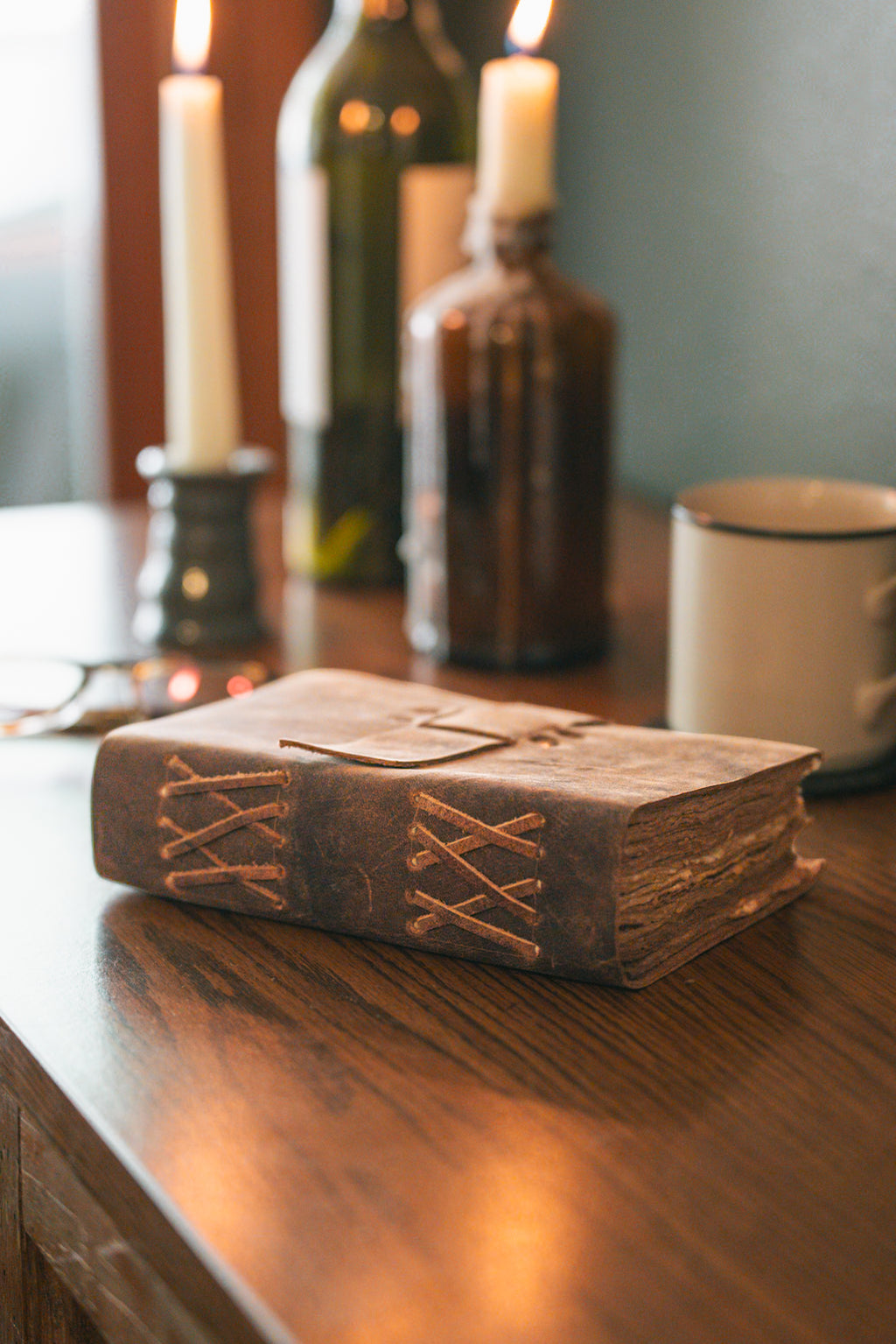 Leather Travel Journal | Rustic Antique Paper & Strap Closure